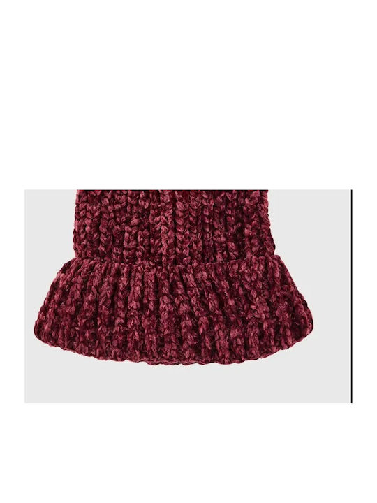 Funky Buddha Pom Pom Beanie Γυναικείος Σκούφος Πλεκτός σε Μπορντό χρώμα