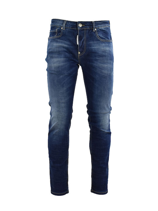Men's Elastic Jeans Pants with Slim Fit Blue