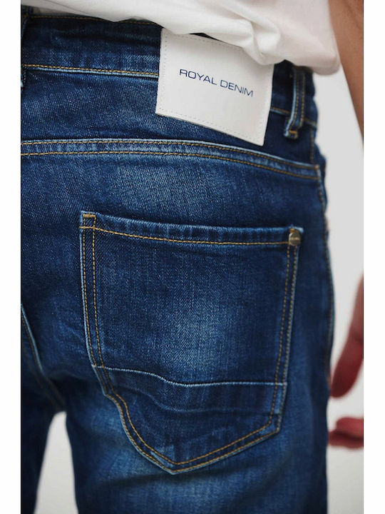 Men's Elastic Jeans Pants with Slim Fit Blue