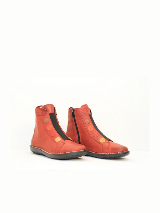 Chacal Women's Leather Ankle Boots Orange