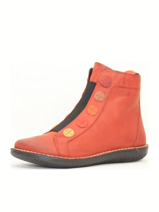 Leder Stiefeletten Damen Orange