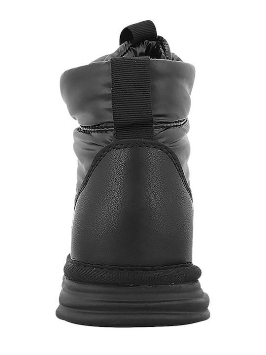 Leder Stiefeletten Damen mit Pelz Schwarz