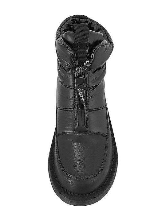 Leder Stiefeletten Damen mit Pelz Schwarz