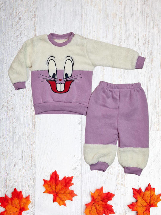 Gules Baby Kinder Sweatpants Set - Jogginganzug Flieder 2Stück