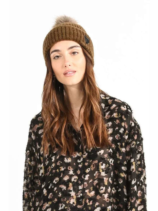 Molly Bracken Knitted Beanie Cap Brown