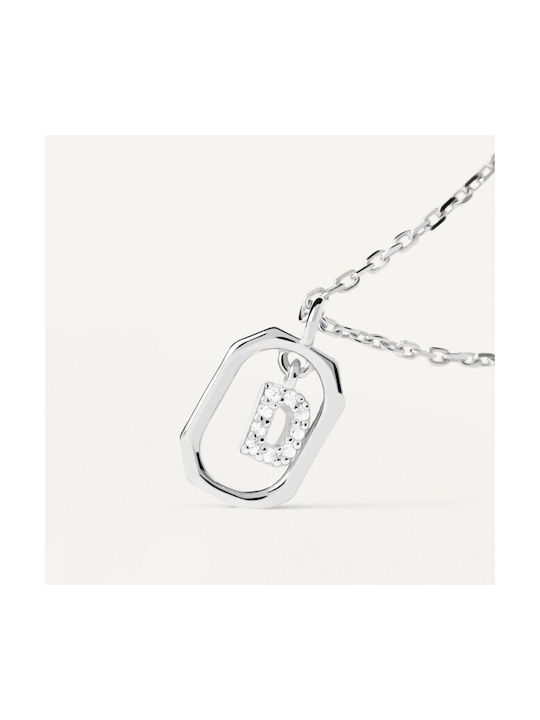 P D Paola Necklace Monogram from Silver with Zircon