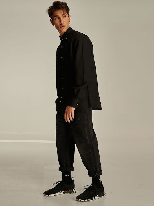 PCP Men's Shirt Long Sleeve Linen Black