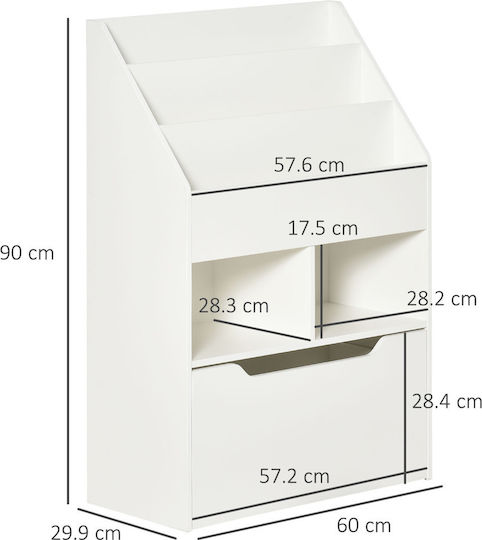Βιβλιοθήκη Δαπέδου Ξύλινη Λευκή 60x29.9x90cm