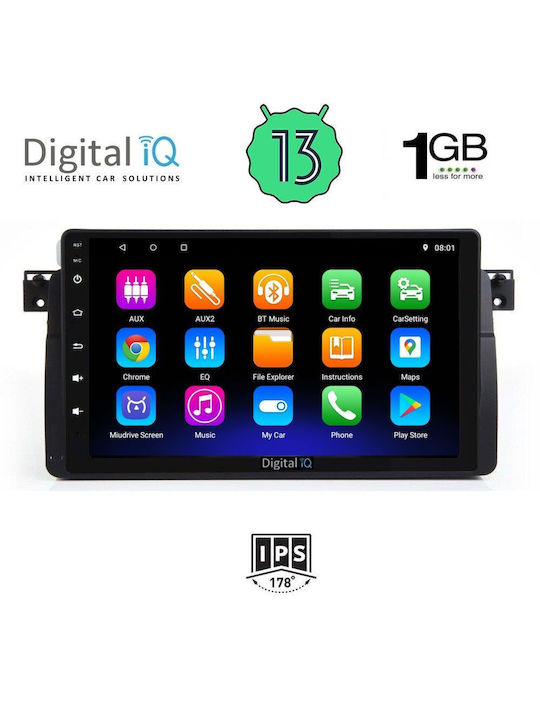 Digital IQ Car Audio System for BMW E46 1998-2005 (Bluetooth/USB/WiFi/GPS/Apple-Carplay/Android-Auto) with Touch Screen 9"
