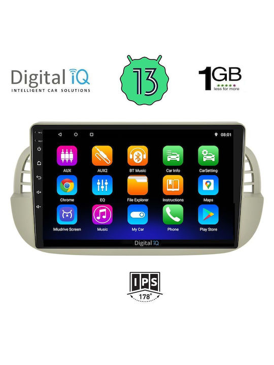 Digital IQ Ηχοσύστημα Αυτοκινήτου για Fiat 500 2007-2015 (Bluetooth/USB/WiFi/GPS) με Οθόνη Αφής 9"