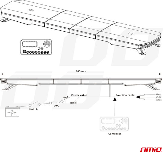 AMiO Car Signaling Bar LED 12 / 24V 116.84cm with Orange Lighting