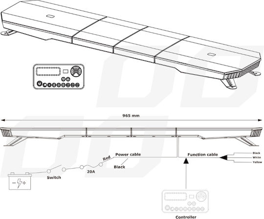 AMiO Μπάρα Σήμανσης Αυτοκινήτου LED 12 / 24V 137.16cm Πολύχρωμο