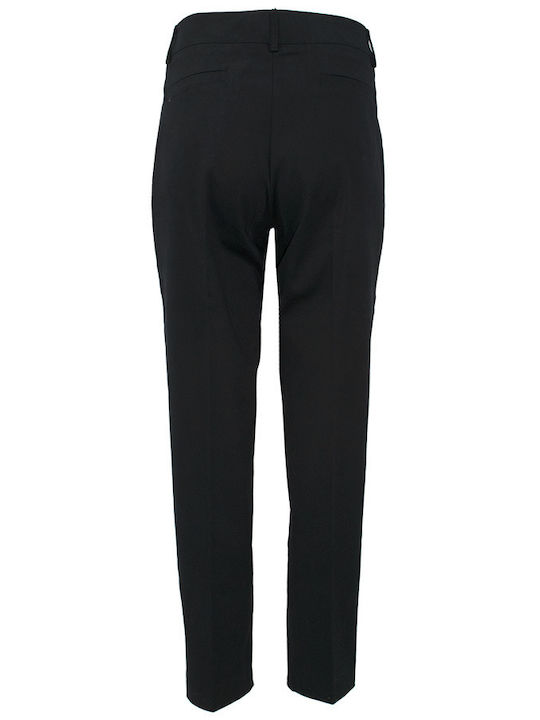 Forel Women's High-waisted Cotton Trousers in Slim Fit Black