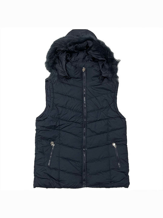 Ustyle Kurz Damen Ärmellos Puffer Jacke für Winter Blau