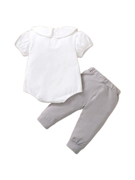 TakTakBaby Baby Bodysuit Set Long-Sleeved with Pants White