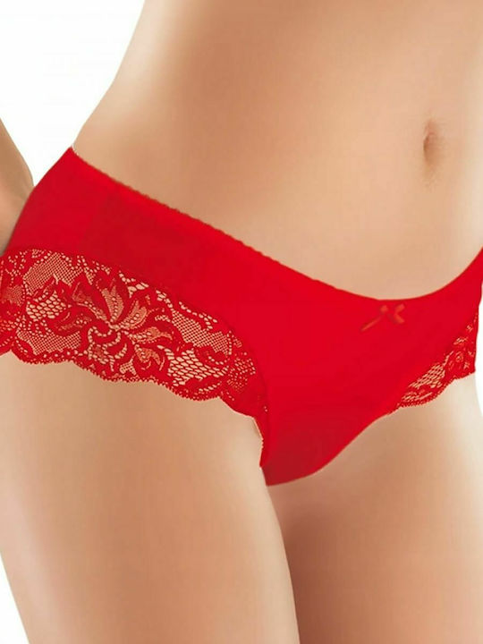 Ewana 064 Damen Slip mit Spitze Rot 151274