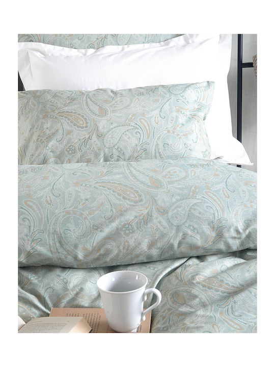 Rythmos Lovetta Super Double Cotton Duvet Cover Set with Pillowcases 225x250 Πρασινο - Green