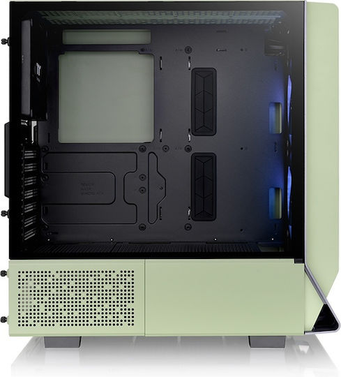 Thermaltake Ceres 300 TG Геймърско бюро Midi Tower Компютърна кутия със страничен прозорец и RGB осветление Зелен