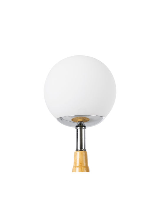 GloboStar Cove Lemn Vintage Lampă de masă pentru Soclu E27 cu Bază Bej