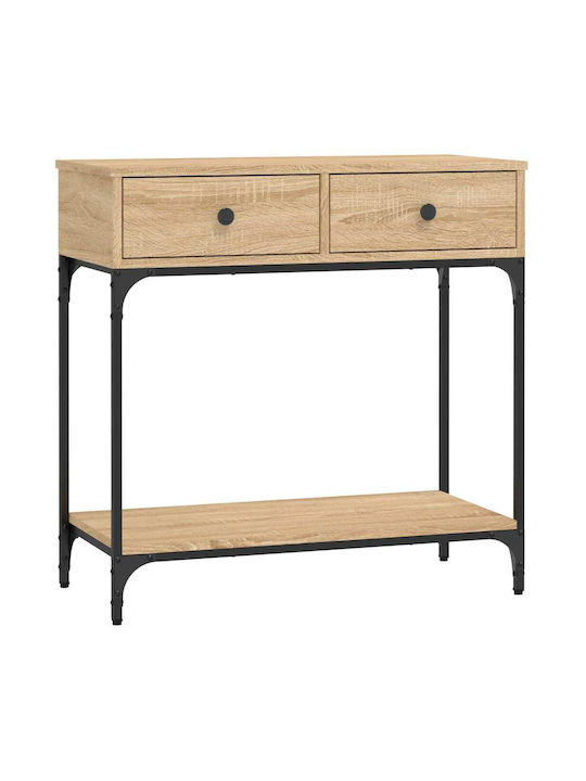 Console Table Wood & Metal Oak L75xW34.5xH75cm