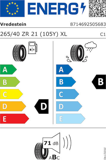 Vredestein Vredestein Ultrac Vorti+ 265/40R21 105Y XL Sommerreifen für 4x4 / SUV Auto