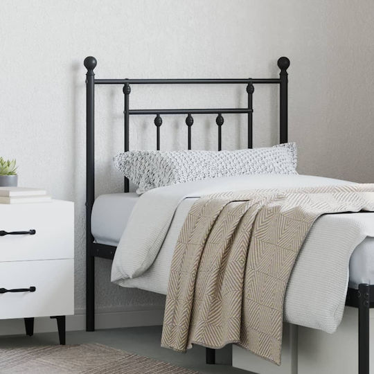 vidaXL Bed Headboard made of Metal Black Velvet-Black Metal 75cm