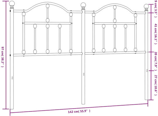 vidaXL Metal Bed Headboard Black 135cm