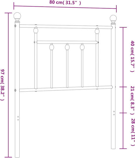 vidaXL Bed Headboard made of Metal White 75cm