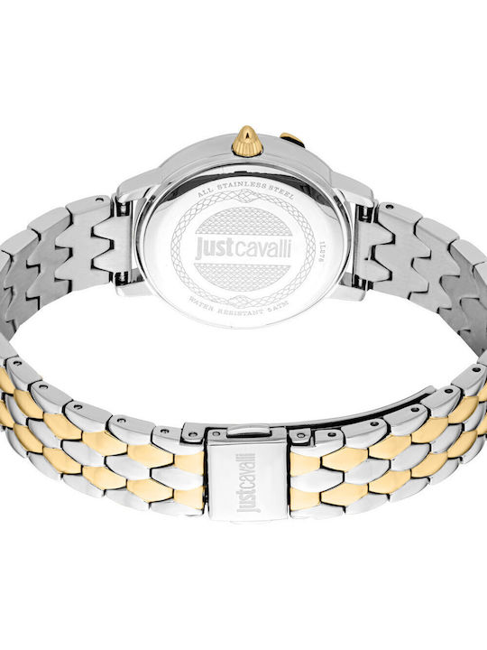 Just Cavalli Σετ Γυναικείο Ρολόι 30mm Μπαταρίας με Ασημί Ατσάλινο Μπρασελέ