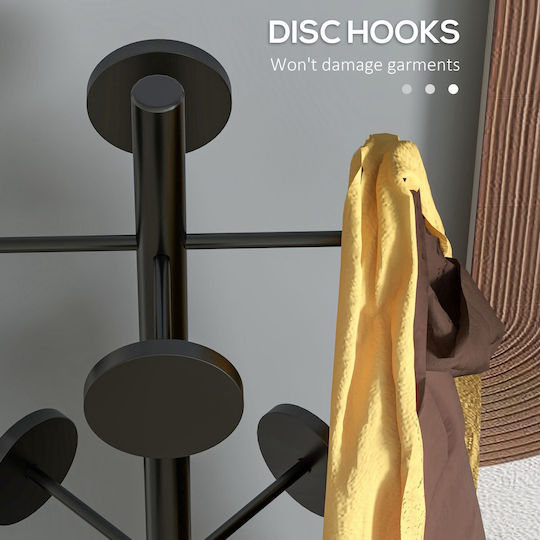 HomCom Metallic Coat Rack with Umbrella Holder Black 34x34x177cm