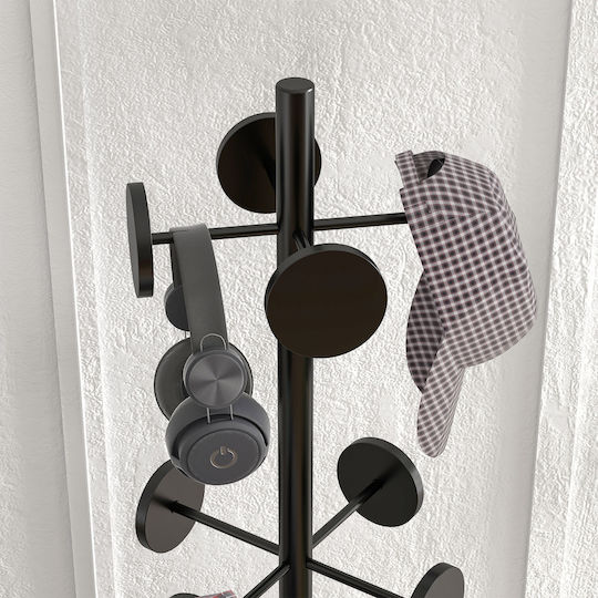 HomCom Metallic Coat Rack with Umbrella Holder Black 34x34x177cm