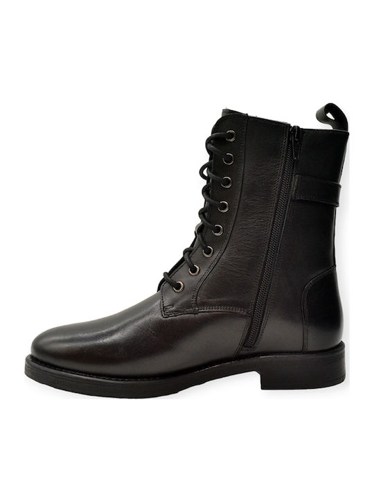 Leder Damen Stiefeletten Schwarz