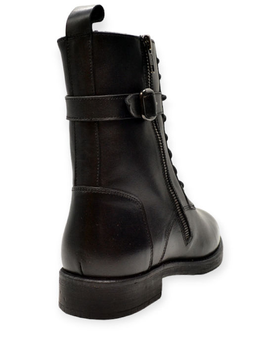 Leder Damen Stiefeletten Schwarz