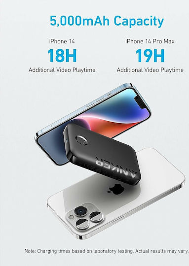 Anker MagGo 321 MagSafe Power Bank 5000mAh с USB-C порт Черен