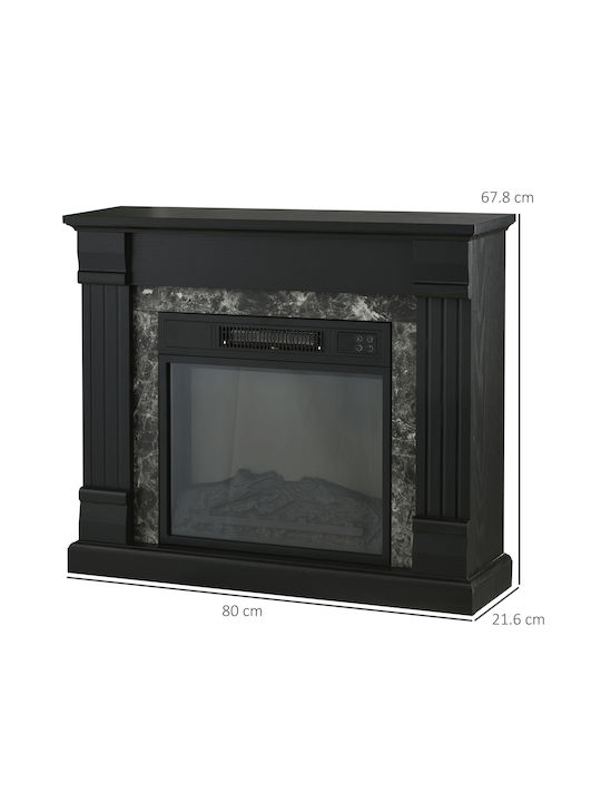 HomCom Под Електрическа печка 1800W 80x67.8см Черен