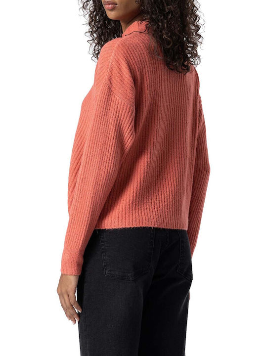 Tiffosi Women's Long Sleeve Sweater Turtleneck Pink