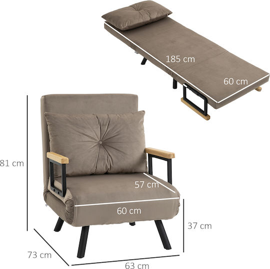 Armchair Bed Gray 63x73x81cm