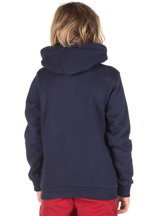 Fleece Παιδικό Φούτερ με Κουκούλα και Τσέπες Navy Μπλε
