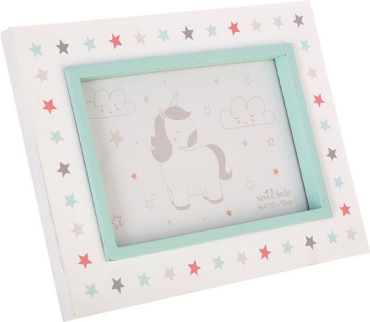 Sass & Belle Monokeros Me Asterakia Kinder Fotorahmen Hölzernes Türkis 15x10cm
