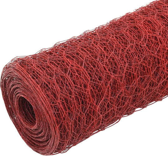 vidaXL Drahtgeflecht Verzinkt mit PVC-Beschichtung Rot 1x25m