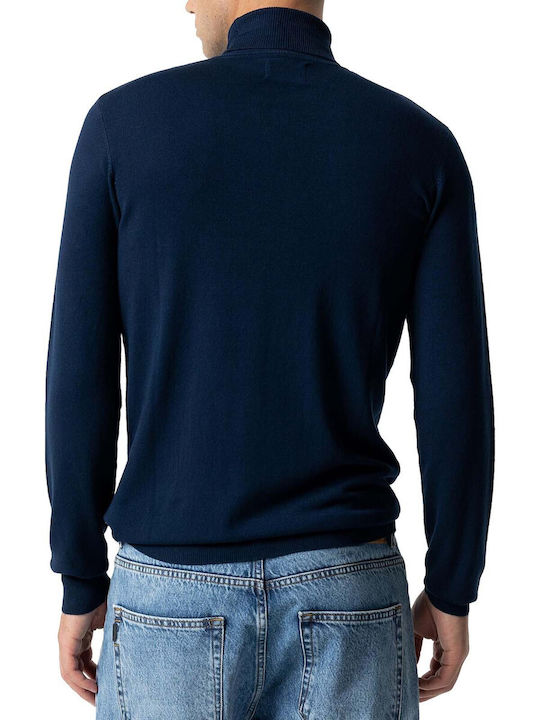 Tiffosi Men's Long Sleeve Sweater Turtleneck Blue