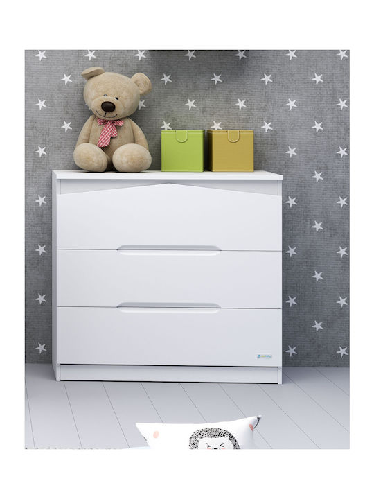 Rabbit Βρεφική Συρταριέρα με 3 Συρτάρια White-Grey 88x54x91cm