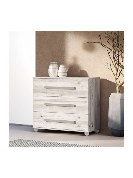 Oslo Baby Dresser with 3 Drawers Gray 91x50x95cm