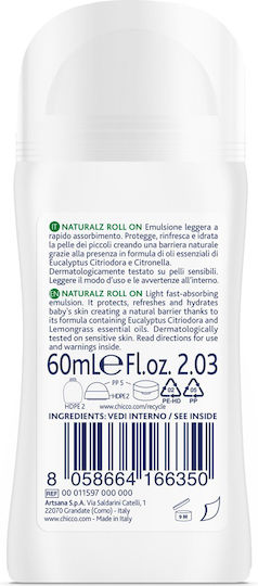 Chicco Naturalz Εντομοαπωθητικό Roll On/Stick Κατάλληλο για Παιδιά 60ml