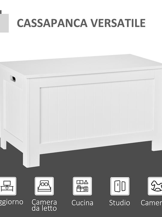 HomCom Διακοσμητικό Μπαούλο Ξύλινο Λευκό 81x40x46εκ.