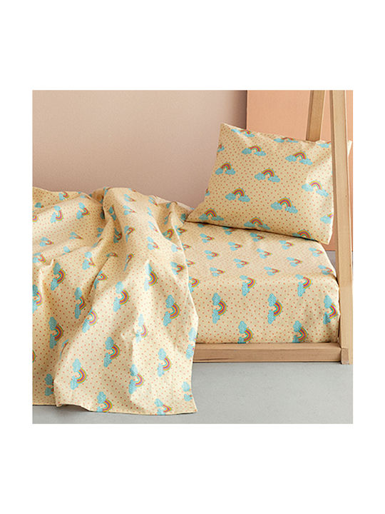 Palamaiki Sheet Set Single with Elastic Band Cotton FF102 Yellow 110x200cm 3pcs