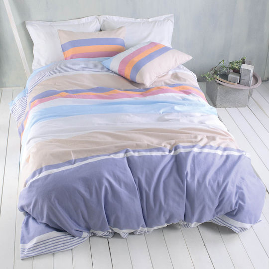 Rythmos Sheet Set Semi-double with Elastic Band Cotton Jesse Blue 105x205cm 3pcs