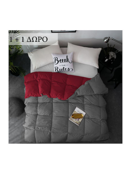 Saray Home Duvet Queen Down 220x240cm Grey-Bordeaux 500 GSMGsm