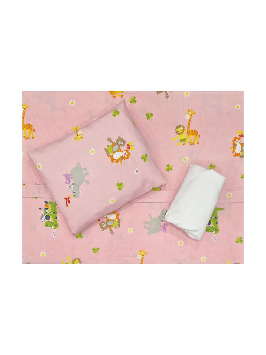 Mother Baby Baby Sheets Set Crib Flannel Fitted Pink 70x140cm 3pcs