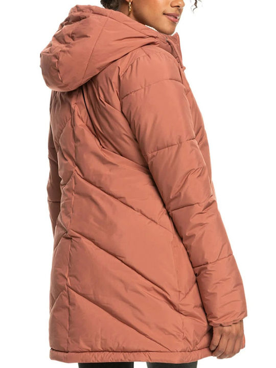 Better Weather Μακρύ Γυναικείο Puffer Μπουφάν για Χειμώνα Πορτοκαλί